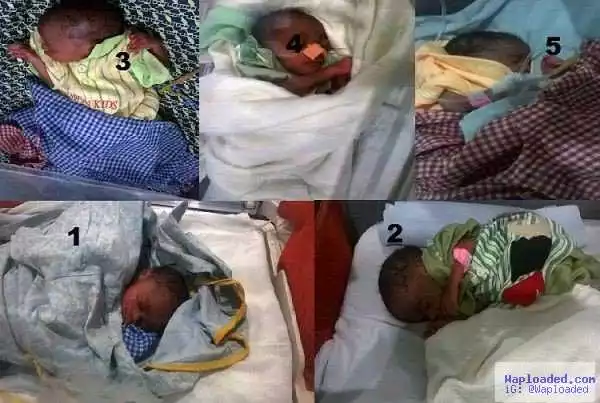 Five At A Go!! 28-Year-Old Woman GivesBirth To Quintuplets In Ibadan (Photos)